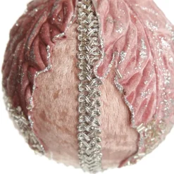 Decorative Pink Velvet and Braid Bauble Decorative Christmas Baubles|