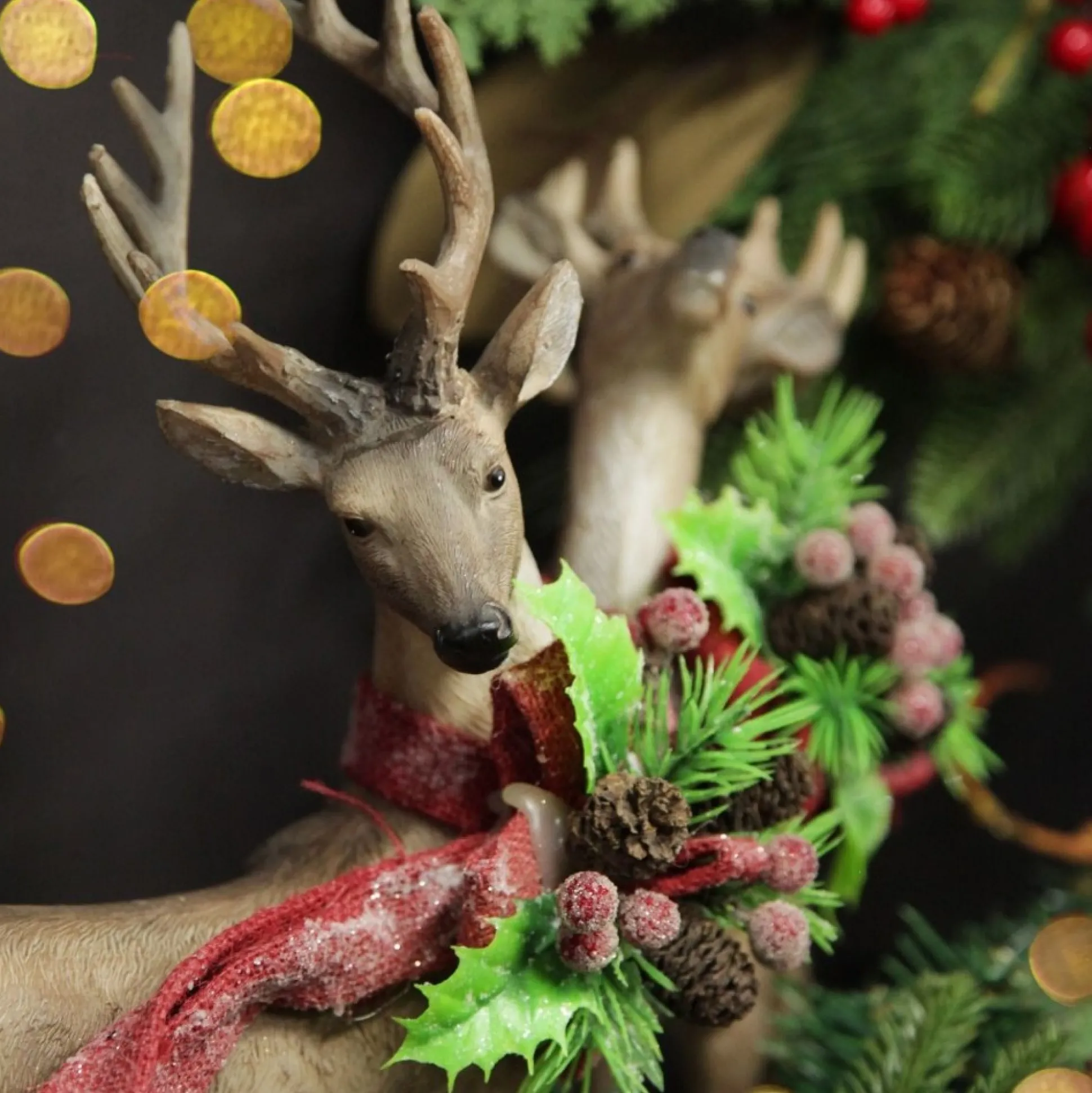 Deer Ornament with Red Bow - Right Christmas Birds And Animals|