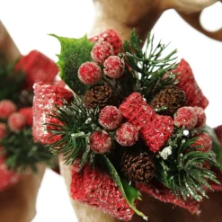 Deer Ornament with Red Bow - Left Christmas Birds And Animals|