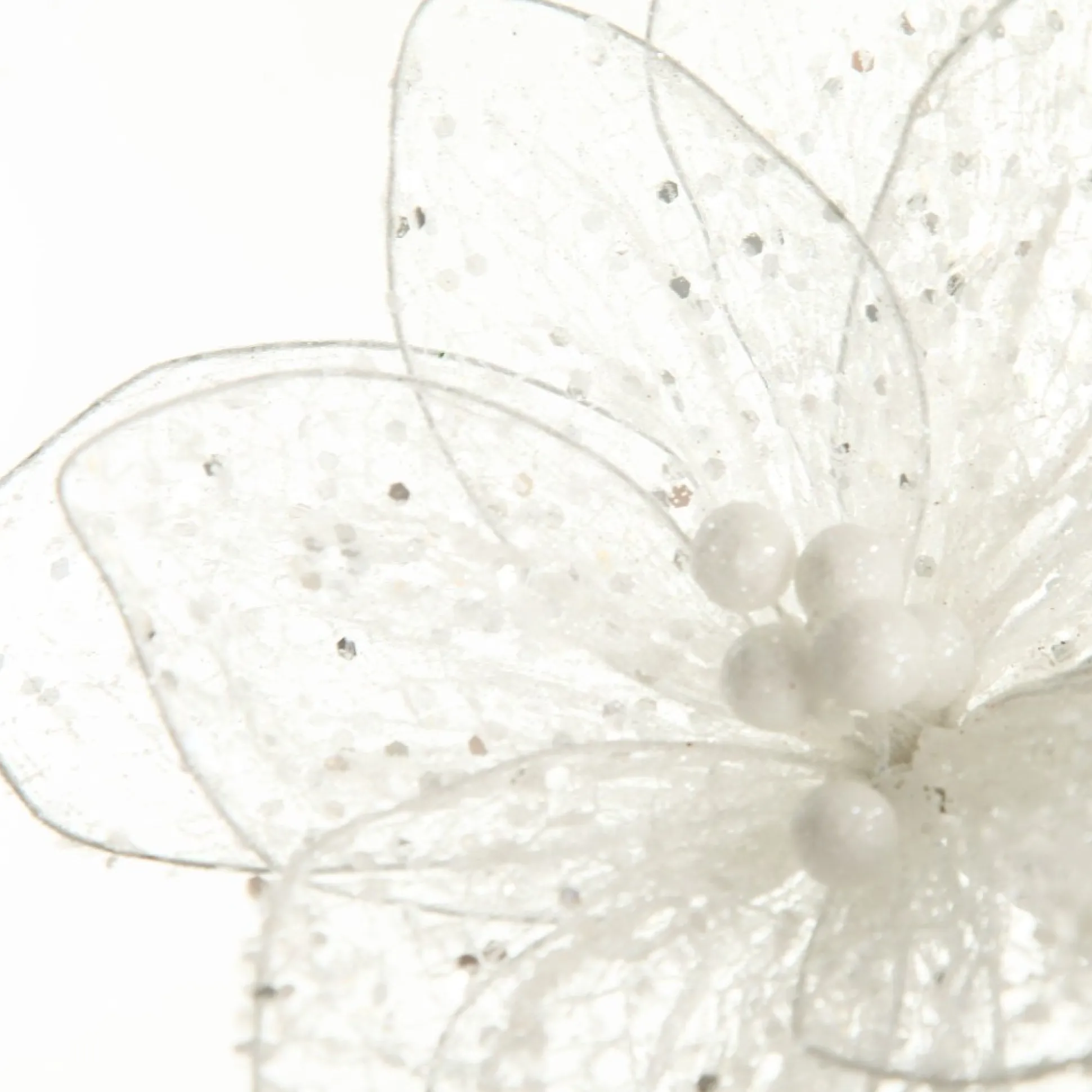 Delicate White Mesh and Sequin Flower Stem Christmas Flowers|