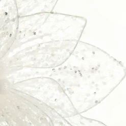 Delicate White Mesh and Sequin Flower Stem Christmas Flowers|