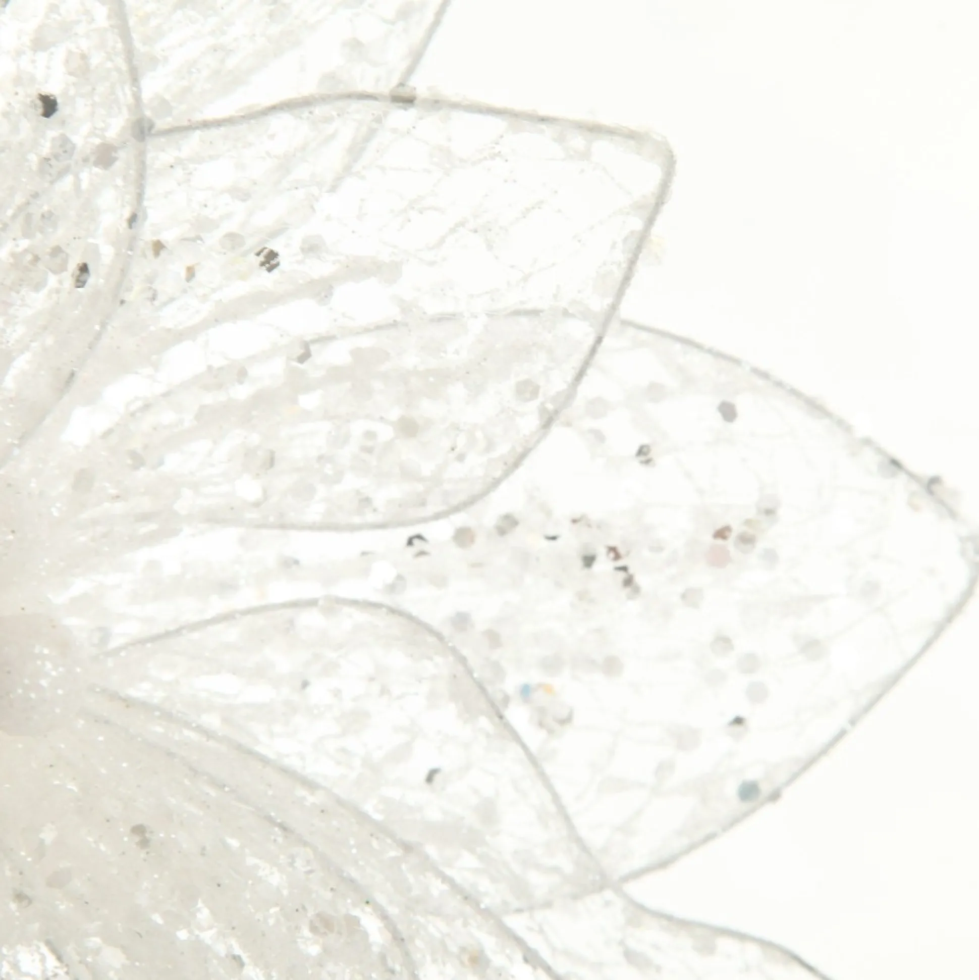 Delicate White Mesh and Sequin Flower Stem Christmas Flowers|