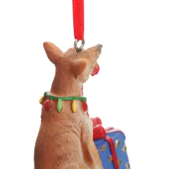 Dingo with Present Australiana Christmas Tree Decoration Australian Tree Decorations|