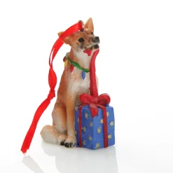 Dingo with Present Australiana Christmas Tree Decoration Australian Tree Decorations|