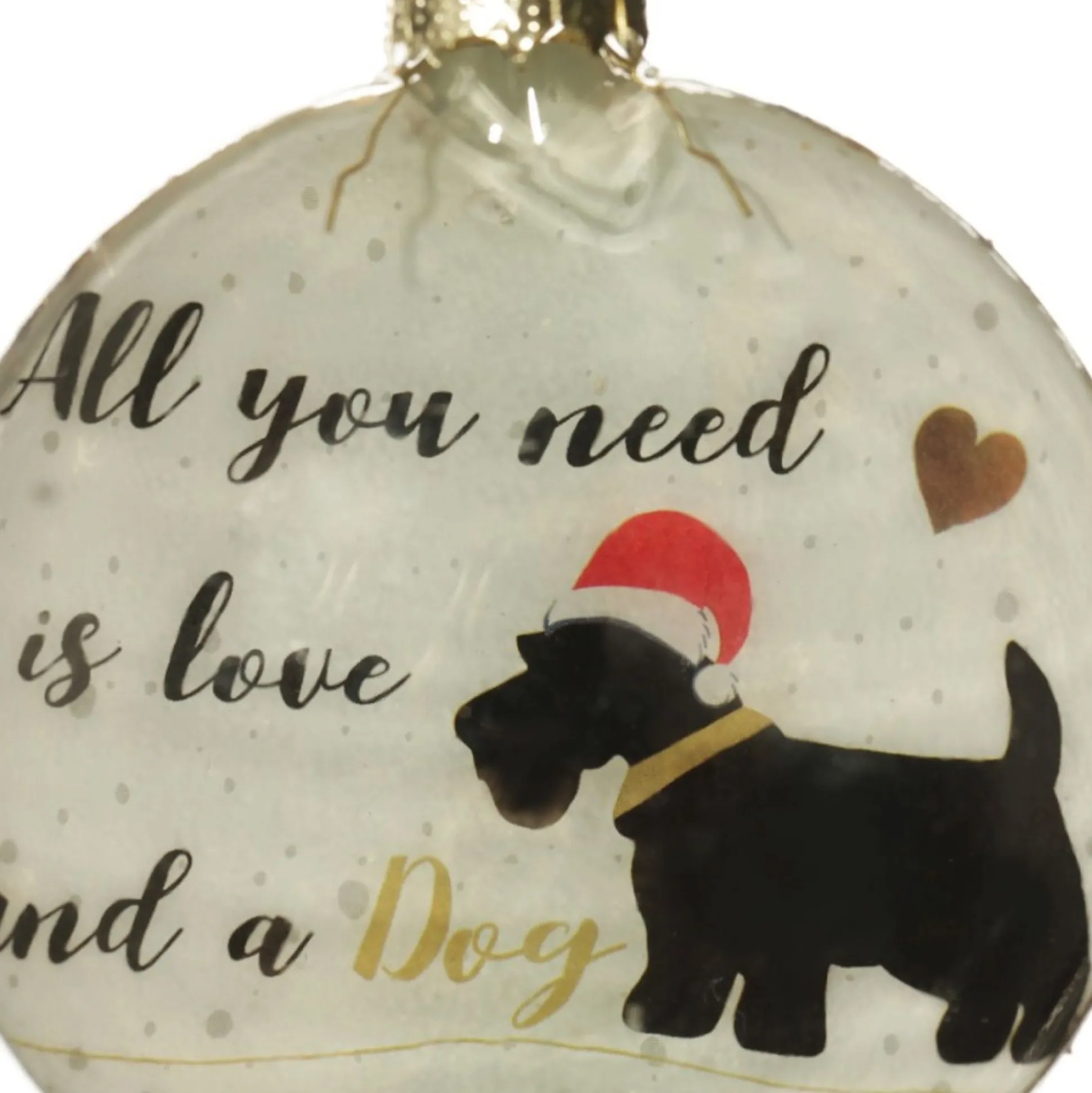 Dog Lovers Christmas Glass Disc Glass Hearts And Discs|
