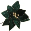 Emerald Poinsettia Flower Stem with Gold Glitter Edge Christmas Flowers|