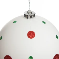 Extra Large White Christmas Bauble with Red and Green Dots Decorative Christmas Baubles|