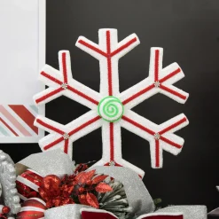 Extra Large White Snowflake with Red Lolly Trim Snowflakes And Stars|