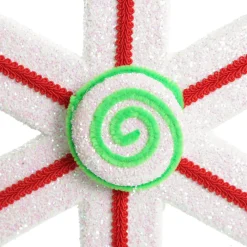 Extra Large White Snowflake with Red Lolly Trim Snowflakes And Stars|