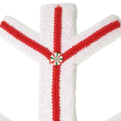 Extra Large White Snowflake with Red Lolly Trim Snowflakes And Stars|