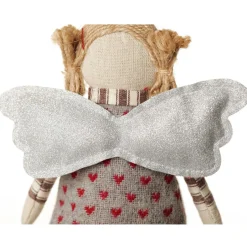 Fabric Sitting Angel with Grey Dress Christmas Angels|