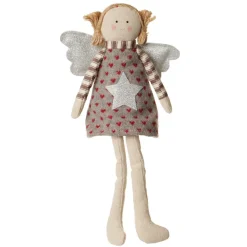 Fabric Sitting Angel with Grey Dress Christmas Angels|