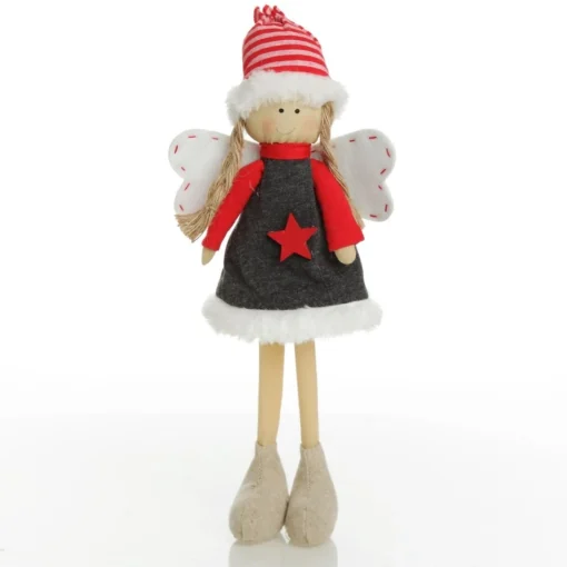 Fabric Standing Angel Star - Grey Dress Christmas Angels|