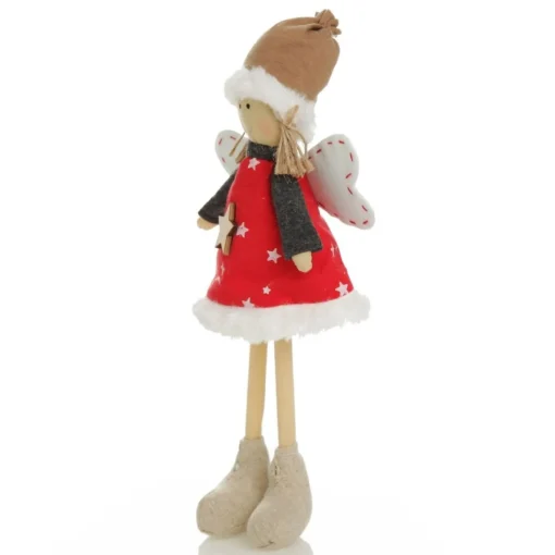 Fabric Standing Angel Star - Red Dress Christmas Angels|