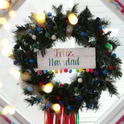 Feliz Navidad Pom Pom Plaque Christmas Plaques|