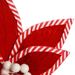Festive Red Flower Stem with Striped Edge Christmas Flowers|