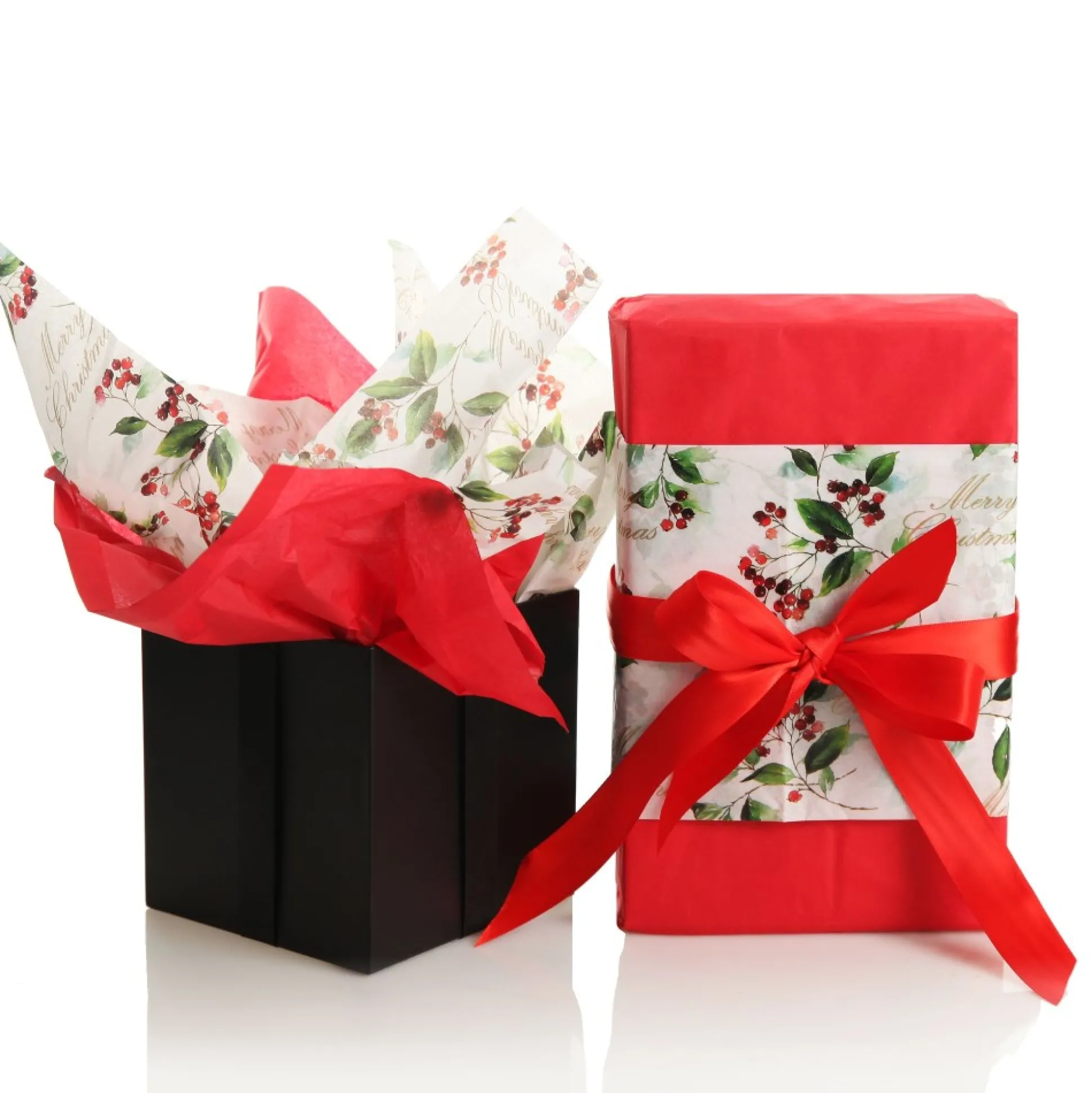 Floral Merry Christmas and Red Tissue Paper Wrap 10 Pack Gift Wrap, Boxes, Bags & Tags|