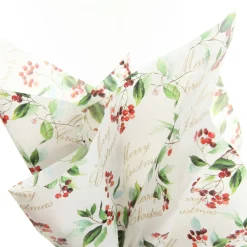 Floral Merry Christmas and Red Tissue Paper Wrap 10 Pack Gift Wrap, Boxes, Bags & Tags|