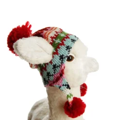 Fluffy White Llama with Hat - Standing Christmas Birds And Animals|