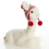 Fluffy White Llama with Hat - Sitting Christmas Birds And Animals|
