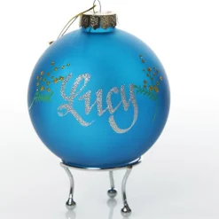 Frosted Blue Australiana Kangaroo Christmas Bauble Personalised Baubles|