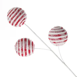 Frosted Candy Cane Ball Pick Christmas Tree Picks|
