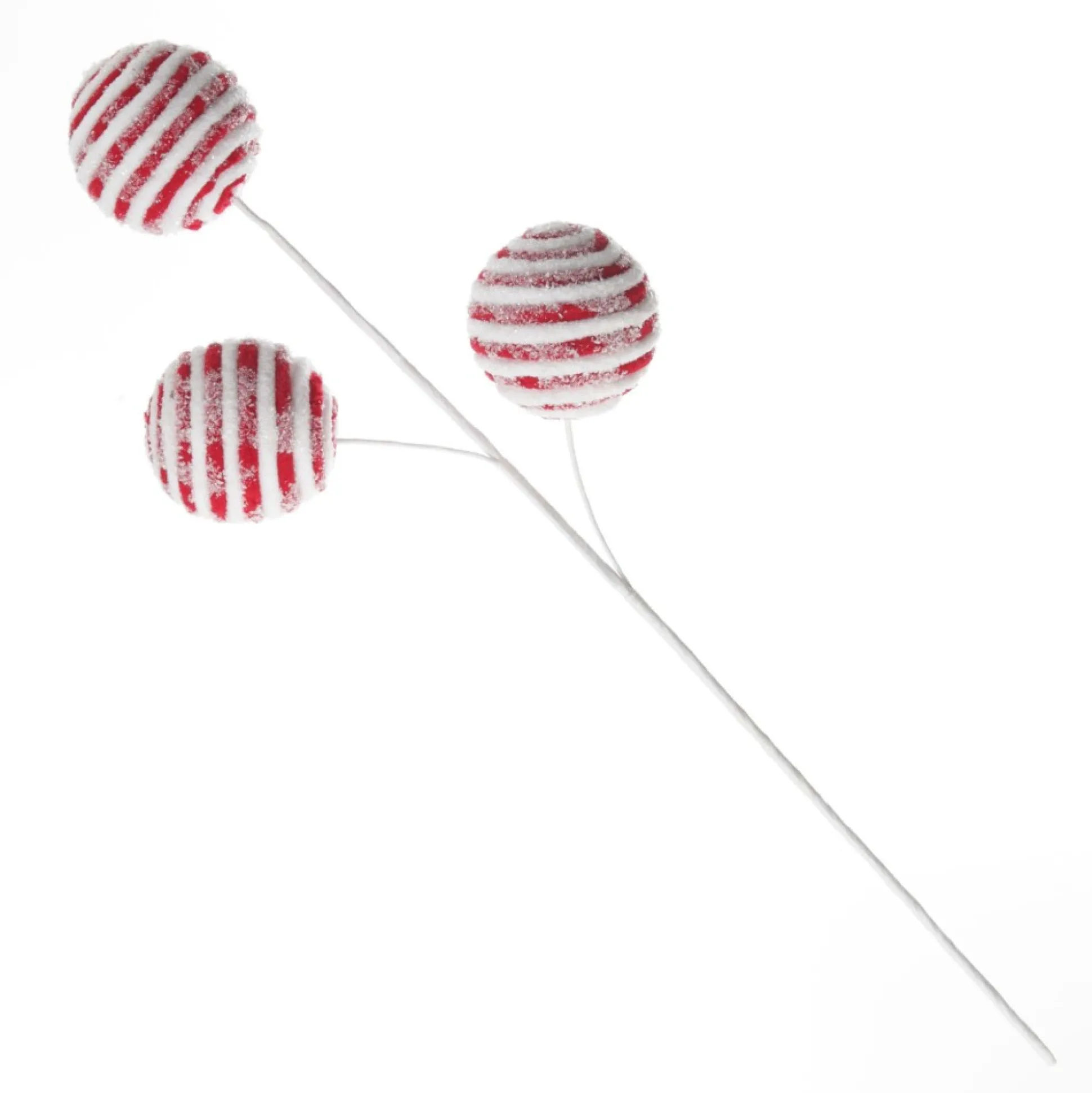 Frosted Candy Cane Ball Pick Christmas Tree Picks|