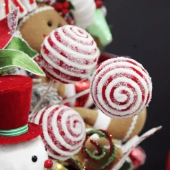 Frosted Candy Cane Ball Pick Christmas Tree Picks|