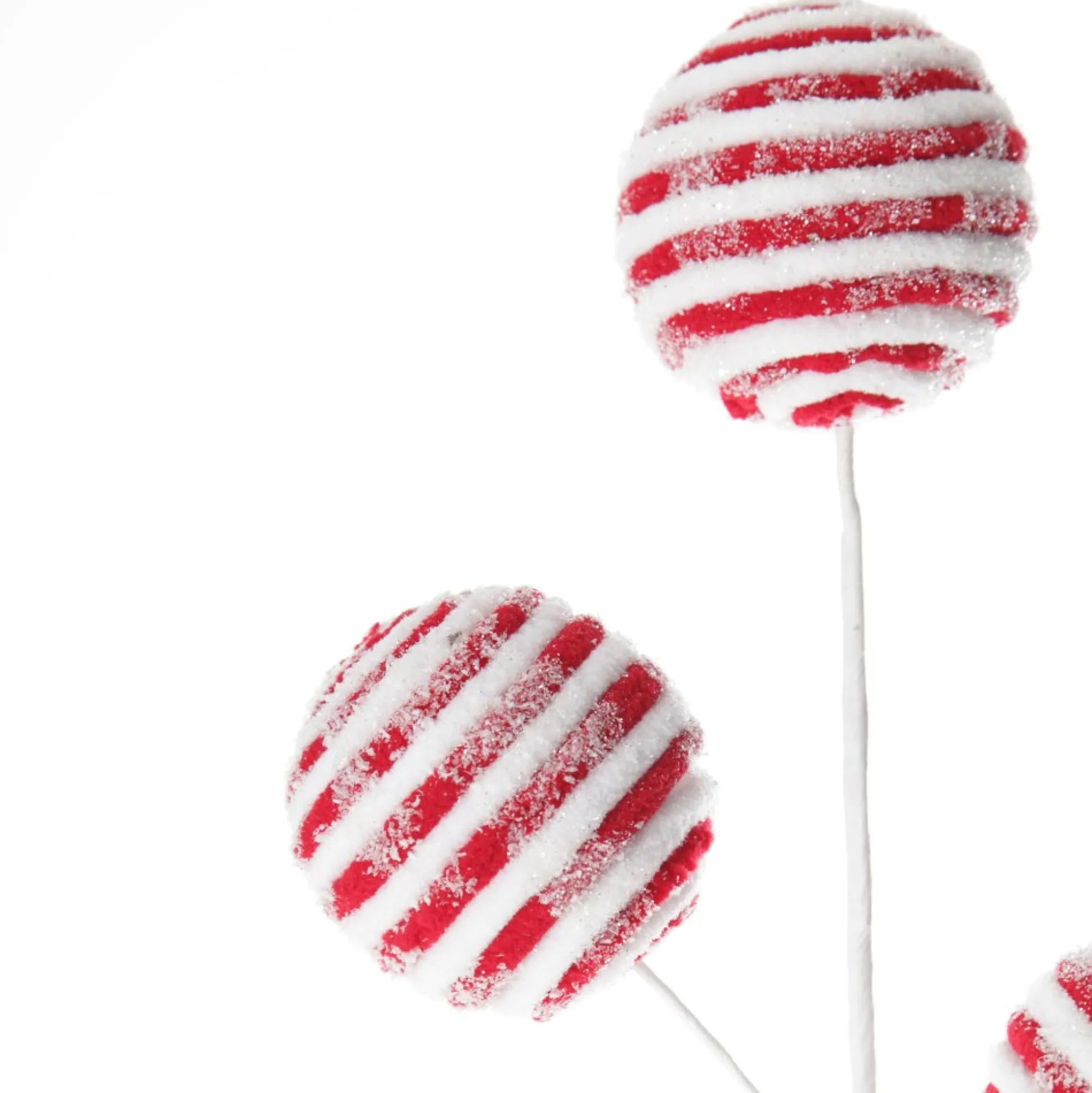 Frosted Candy Cane Ball Pick Christmas Tree Picks|