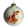 Frosted Glass 3D Bambi Christmas Bauble Hand Painted Baubles|