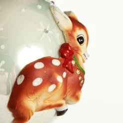 Frosted Glass 3D Bambi Christmas Bauble Hand Painted Baubles|