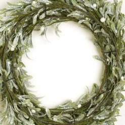 Frosted Green Leaf Christmas Wreath with White Berries Christmas Wreaths|