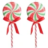 Frosted Green Peppermint Lollipop Tree Decoration - Set of 2 Christmas Tree Decorations|