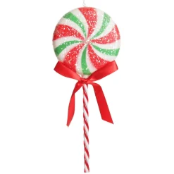 Frosted Green Peppermint Lollipop Tree Decoration - Set of 2 Christmas Tree Decorations|