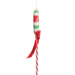 Frosted Green Peppermint Lollipop Tree Decoration - Set of 2 Christmas Tree Decorations|