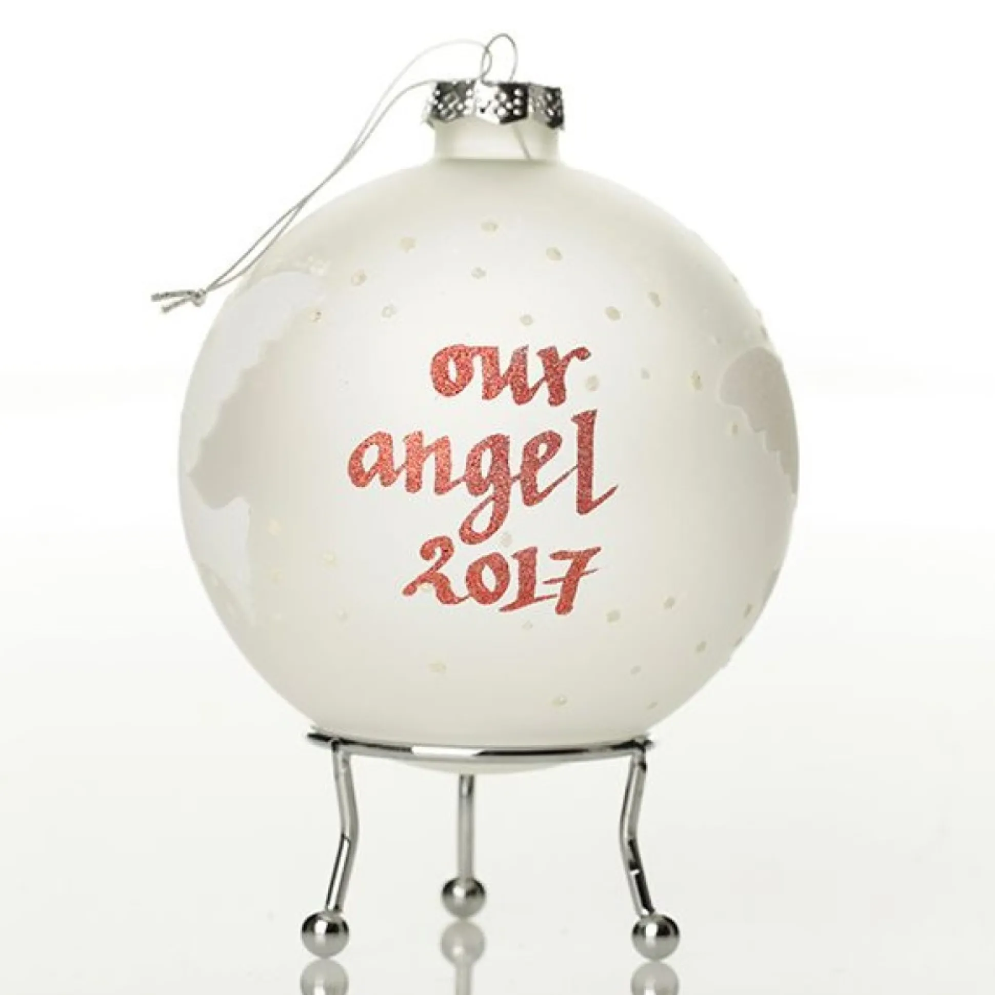 Frosted Peace Doves Christmas Bauble Personalised Baubles|
