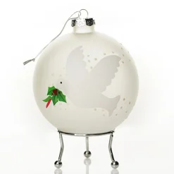Frosted Peace Doves Christmas Bauble Personalised Baubles|