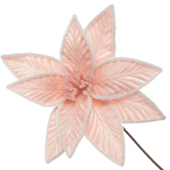 Frosted Pink Flower Clip with White Edge Christmas Flowers|