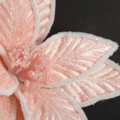 Frosted Pink Flower Clip with White Edge Christmas Flowers|