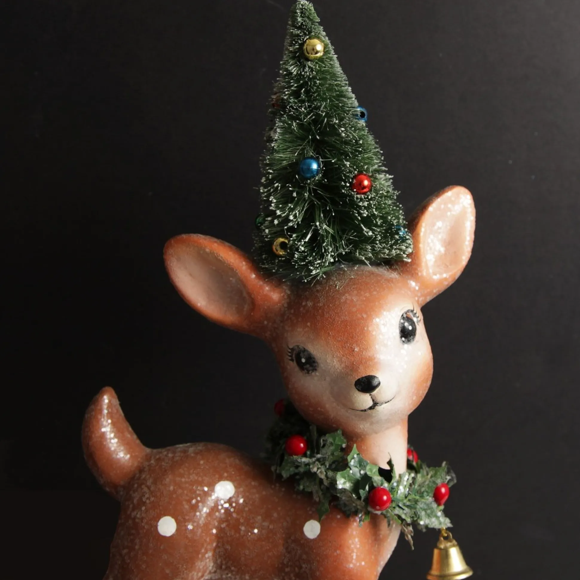 Frosted Retro Bambi Christmas Ornaments with Trees - Set of 2 Christmas Birds And Animals|