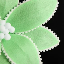 Fun Mint Green Flower Stem with White Pom Pom Trim Christmas Flowers|