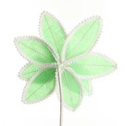 Fun Mint Green Flower Stem with White Pom Pom Trim Christmas Flowers|