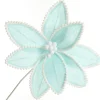Fun Pale Blue Flower Stem with White Pom Pom Trim Christmas Flowers|