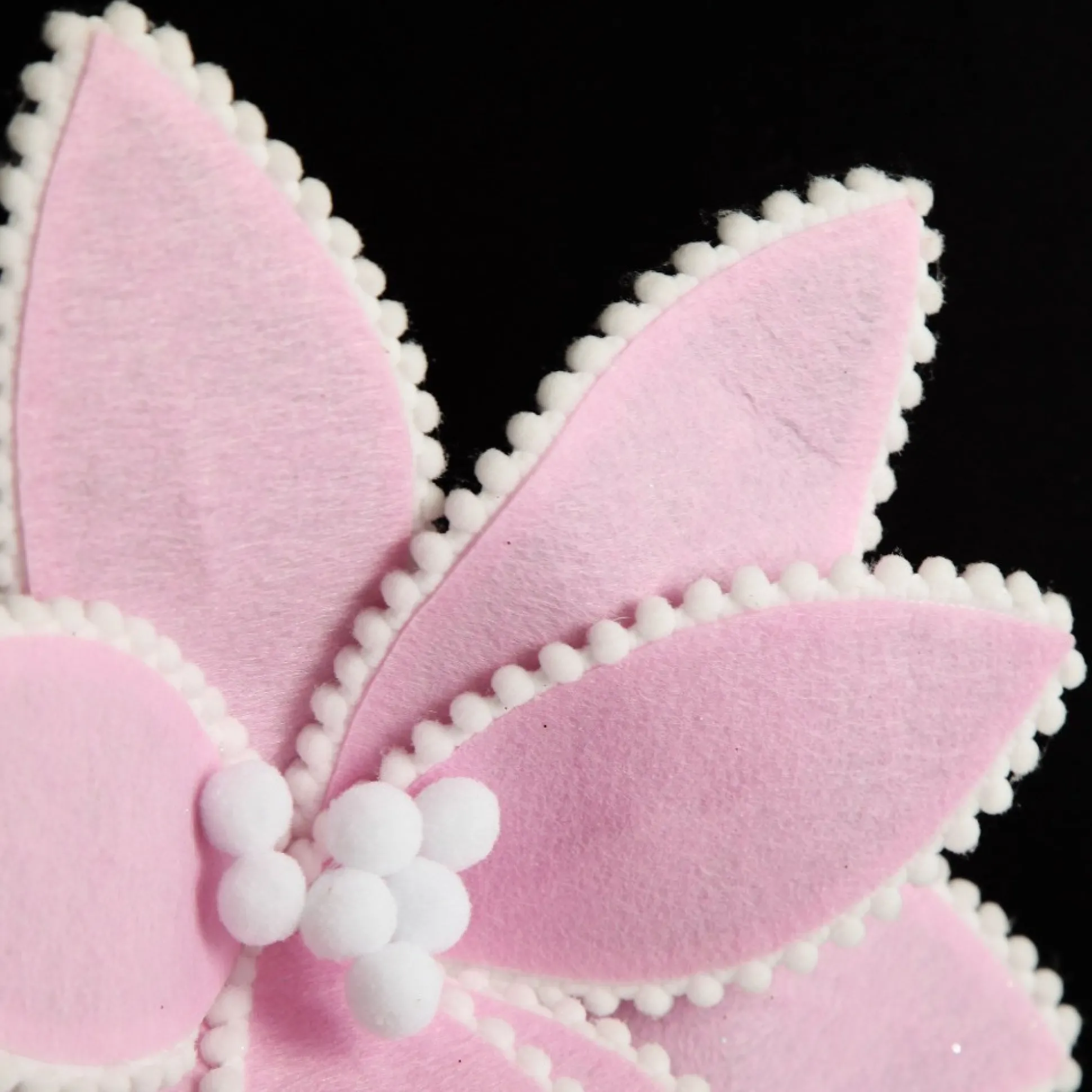 Fun Pale Pink Flower Stem with White Pom Pom Trim Christmas Flowers|