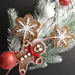 Gingerbread Flocked Christmas Spray Christmas Sprays|