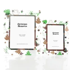 Glass Christmas Photo Frame - Gold and Green Trees Christmas Gifts|