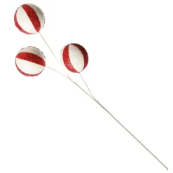 Glitter Candy Cane Ball Pick Christmas Tree Picks|