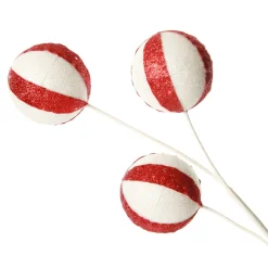 Glitter Candy Cane Ball Pick Christmas Tree Picks|