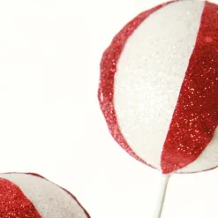 Glitter Candy Cane Ball Pick Christmas Tree Picks|