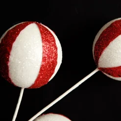 Glitter Candy Cane Ball Pick Christmas Tree Picks|